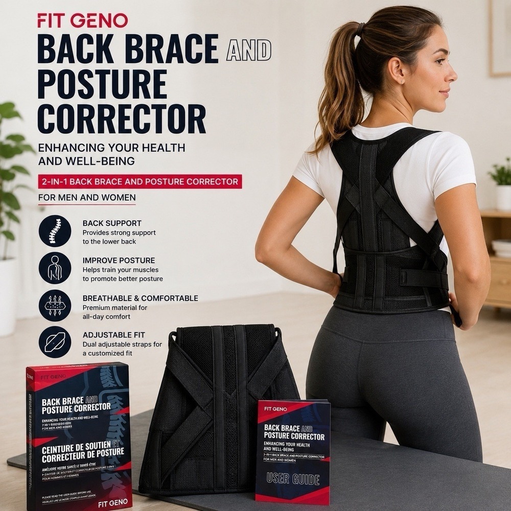 Fit Geno Back Brace & Posture Corrector Adjustable Lumbar Support Men Women